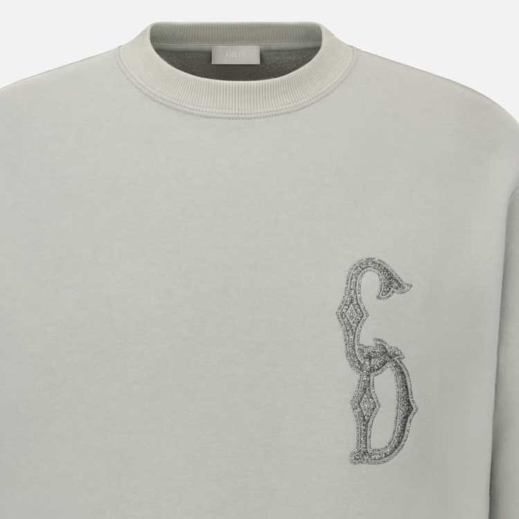 Cheap ディオール グレー 刺繍入り クルーネック 長袖スウェットシャツ 343J699A053-1C888