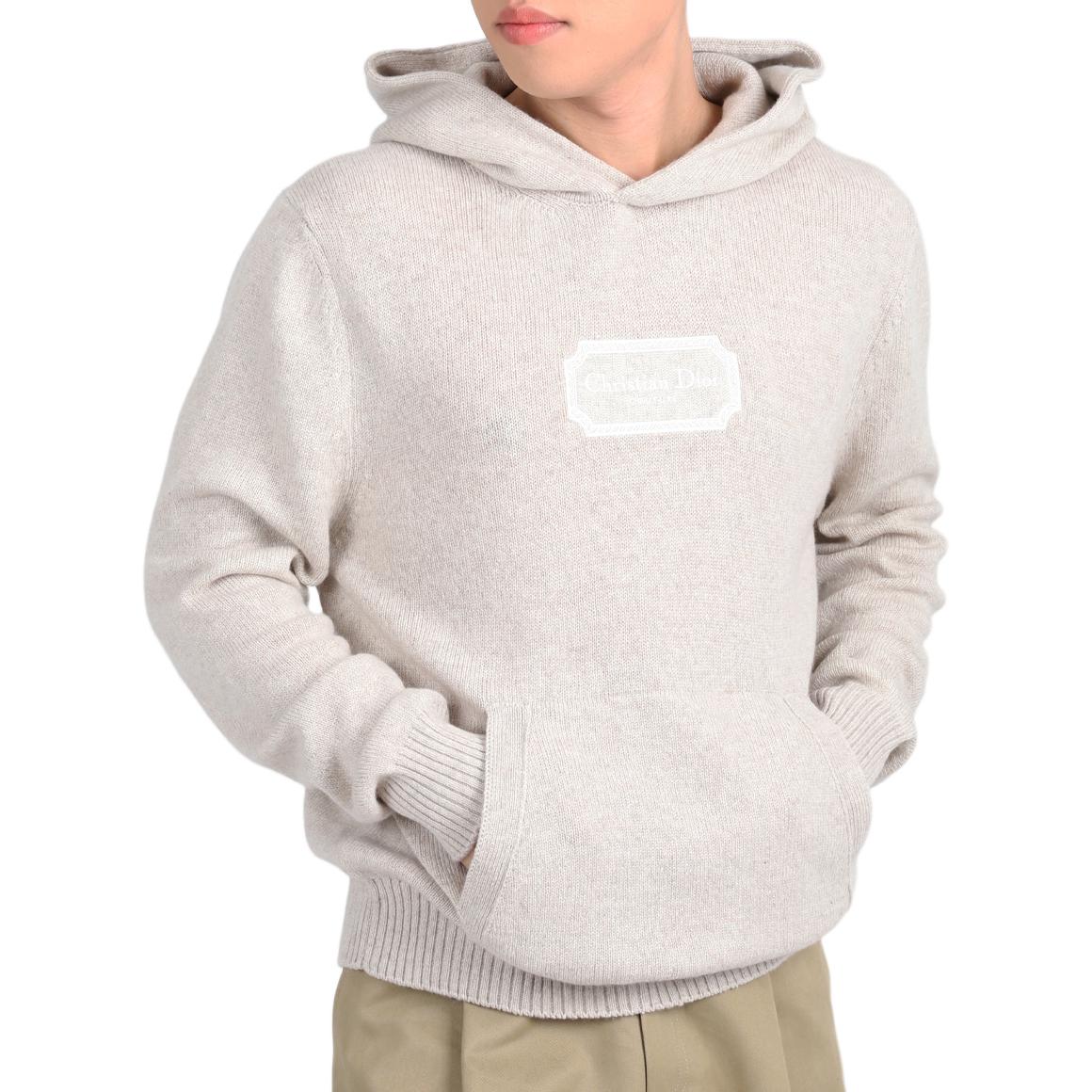 Order DIOR  Grey Knit Pullover Hoodie with Letter Logo Design. 313M658AT474-C180