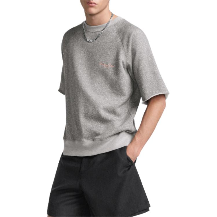 DIOR  Grey Logo Embroidered Loose Fit Crewneck T-Shirt. 493J634A0939-C884 圖 4