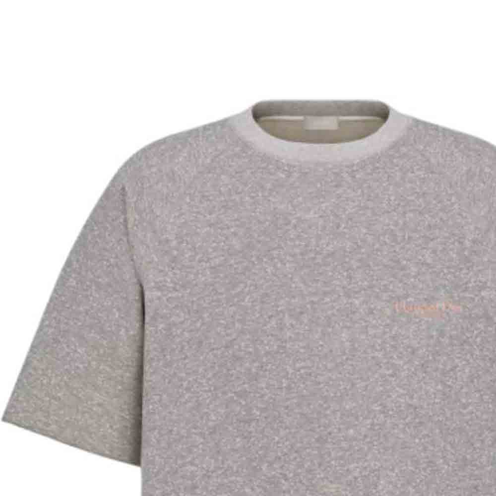 DIOR  Grey Logo Embroidered Loose Fit Crewneck T-Shirt. 493J634A0939-C884 圖 6