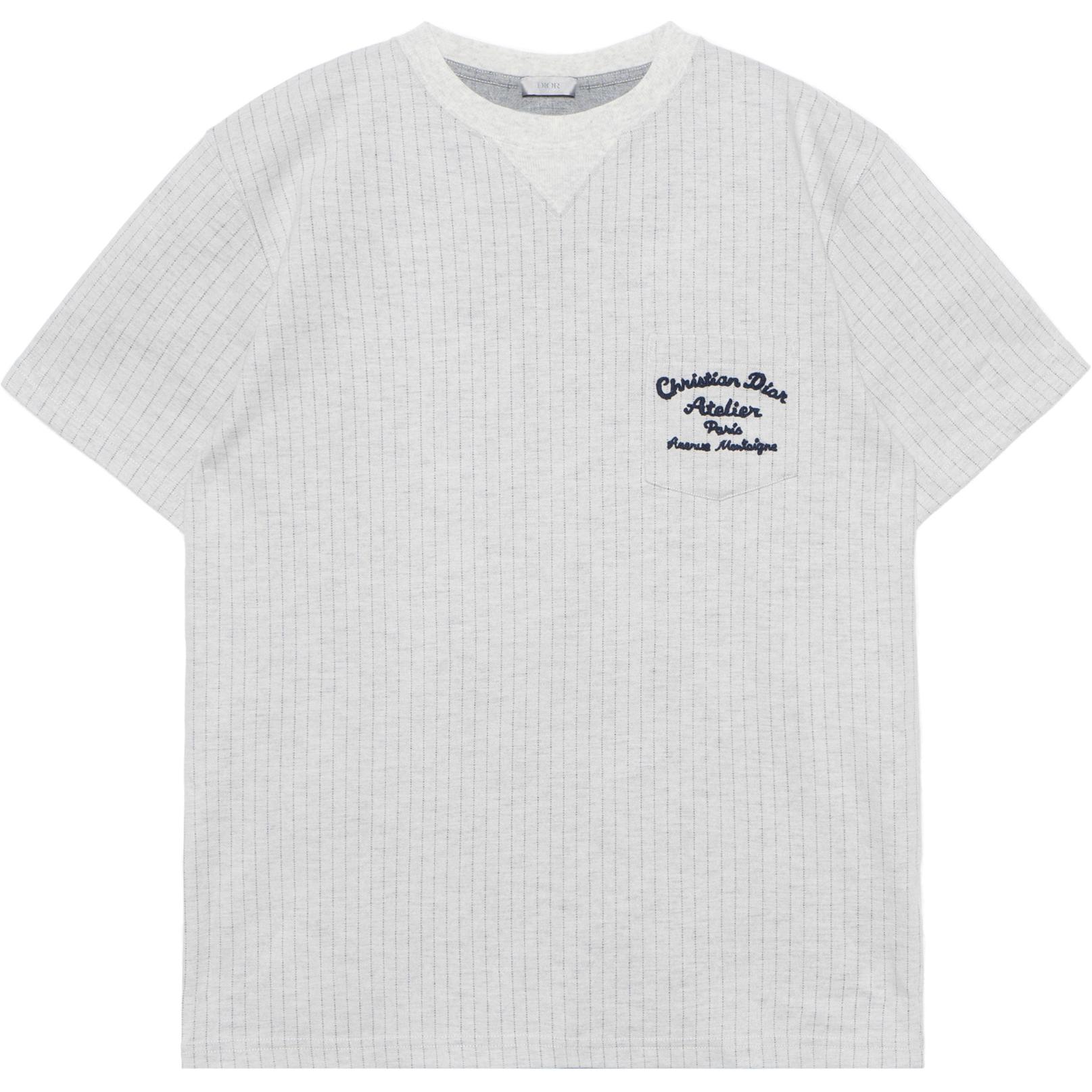 DIOR  Grey Logo Print Crewneck Short Sleeve T-Shirt. 213J637A0739-C075