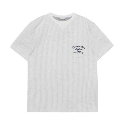 DIOR Grey Logo Print Crewneck Short Sleeve T-Shirt. 213J637A0739-C075