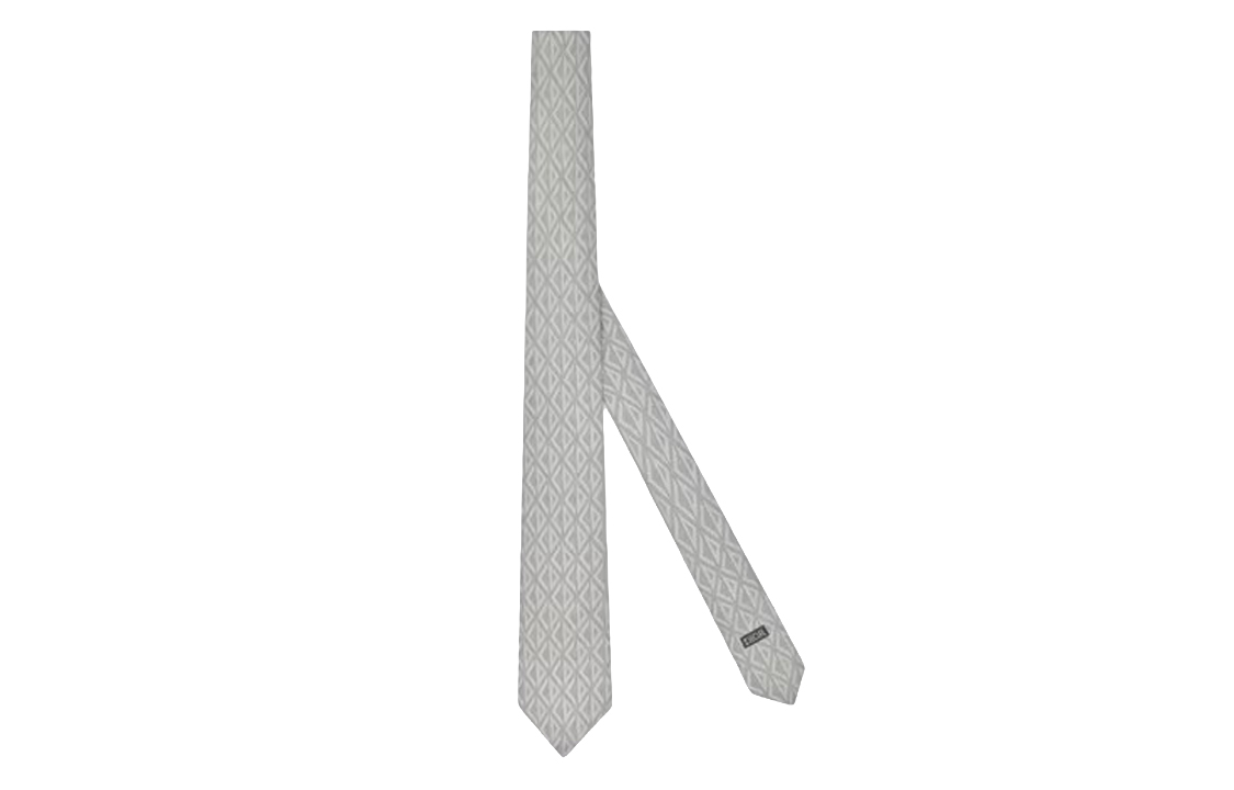 Dior  Grey Silk Tie with CD Diamond Pattern. 39C1047B0863-C888