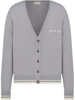 DIOR Grey Striped V-Neck Button-Up Knit Cardigan. 443M204AT879-C880 DIOR Grey Striped V-Neck Button-Up Knit Cardigan. 443M204AT879-C880