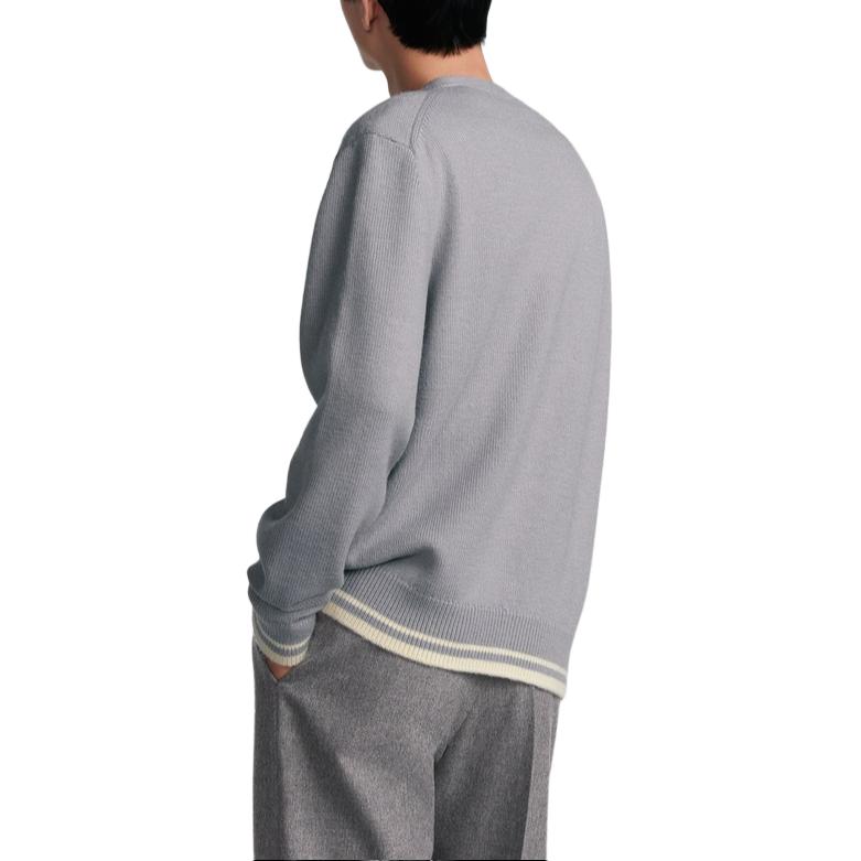 Details for DIOR Kardigan Rajut Kelabu Berjalur Leher-V dengan Butang. 443M204AT879-C880