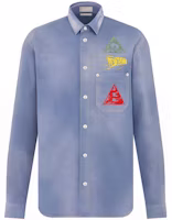 DIOR Light Blue Long Sleeve Shirt with Solid Pattern Print. 013D580E324X-C589 DIOR Light Blue Long Sleeve Shirt with Solid Pattern Print. 013D580E324X-C589
