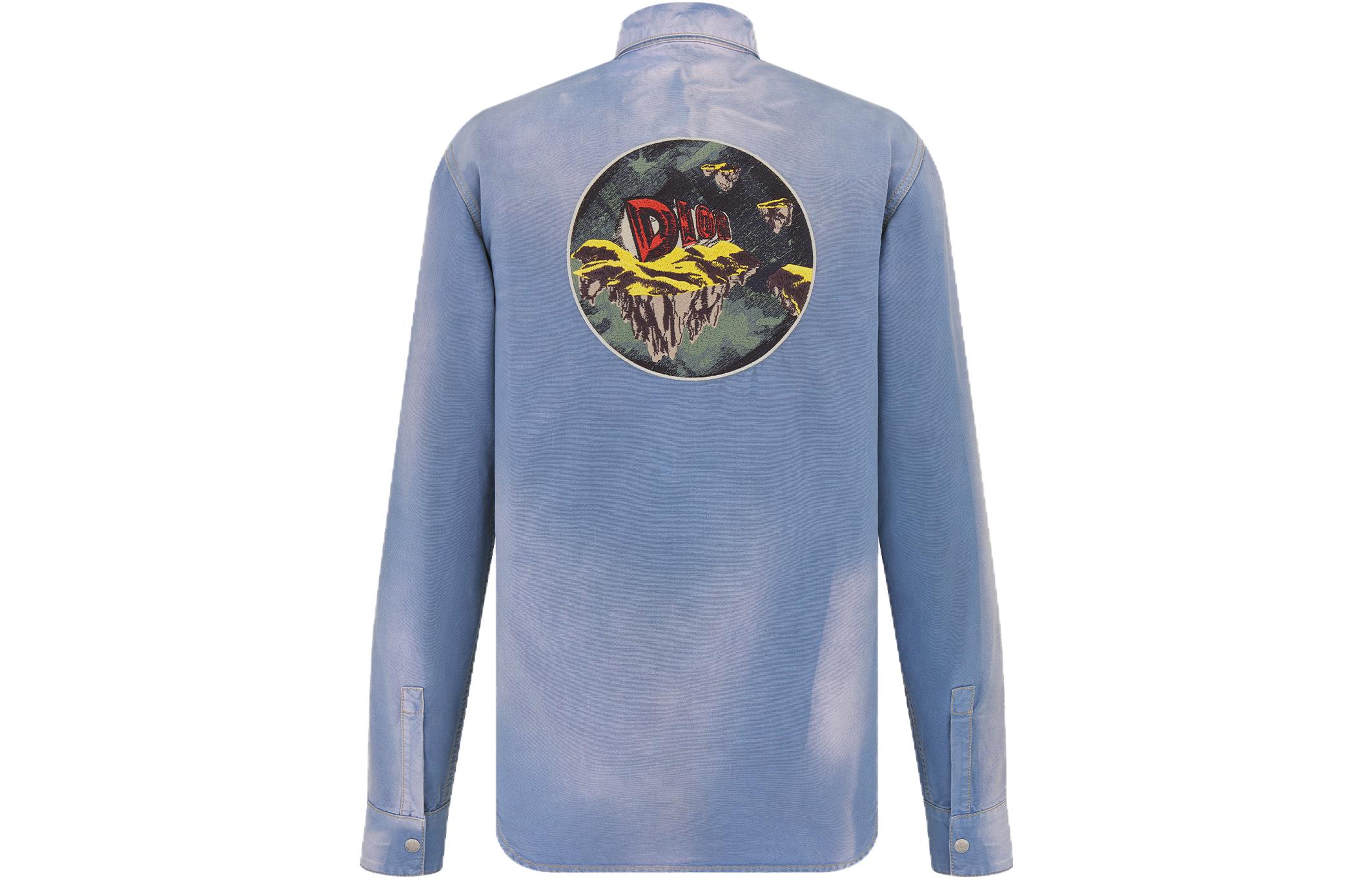 DIOR  Light Blue Long Sleeve Shirt with Solid Pattern Print. 013D580E324X-C589 圖 3