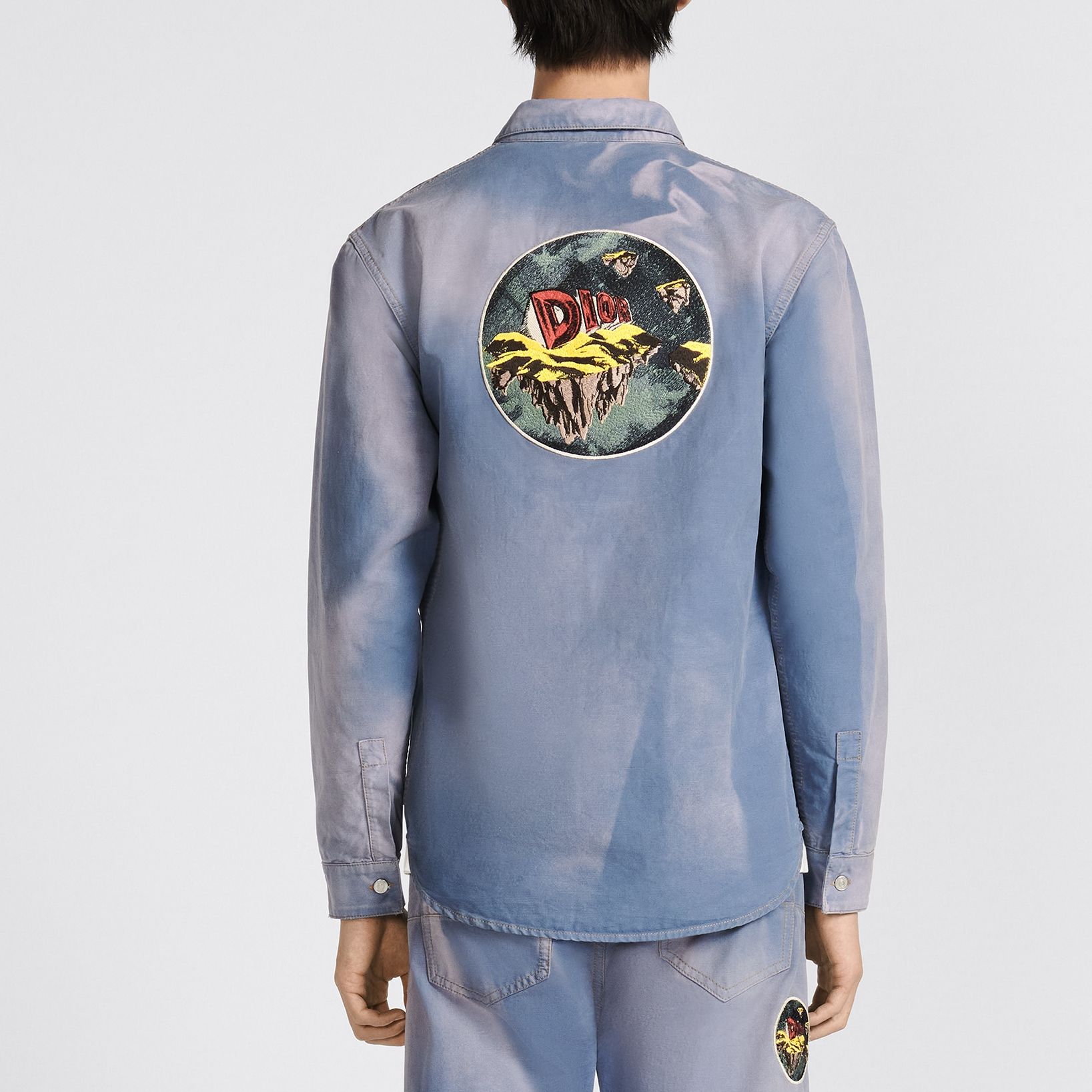 DIOR  Light Blue Long Sleeve Shirt with Solid Pattern Print. 013D580E324X-C589 圖 5