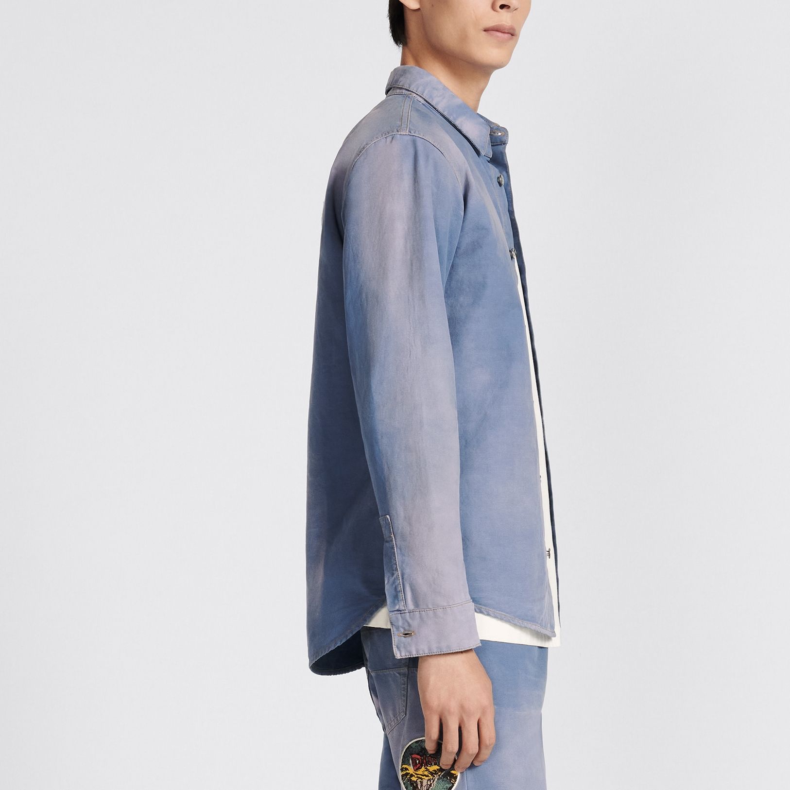 DIOR  Light Blue Long Sleeve Shirt with Solid Pattern Print. 013D580E324X-C589 圖 6