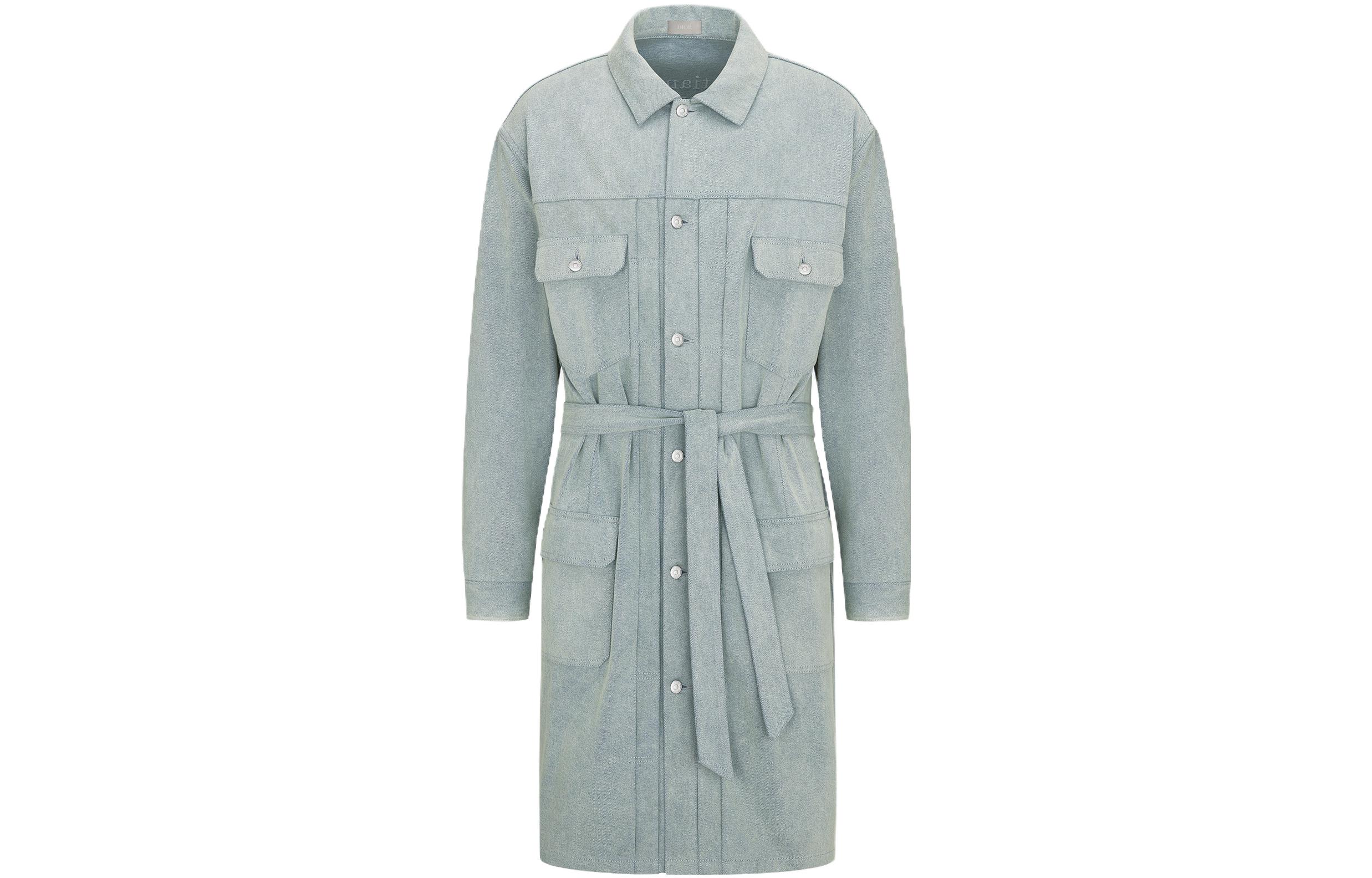 Order DIOR  Light Blue Mid-Length Coat with Logo Print. 343D381AY539-C585