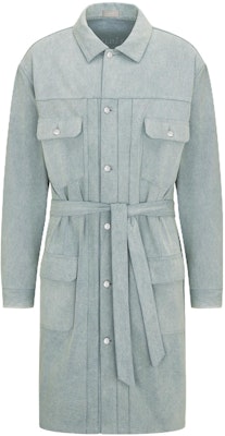 DIOR Light Blue Mid-Length Coat with Logo Print. 343D381AY539-C585 Order DIOR Light Blue Mid-Length Coat with Logo Print. 343D381AY539-C585