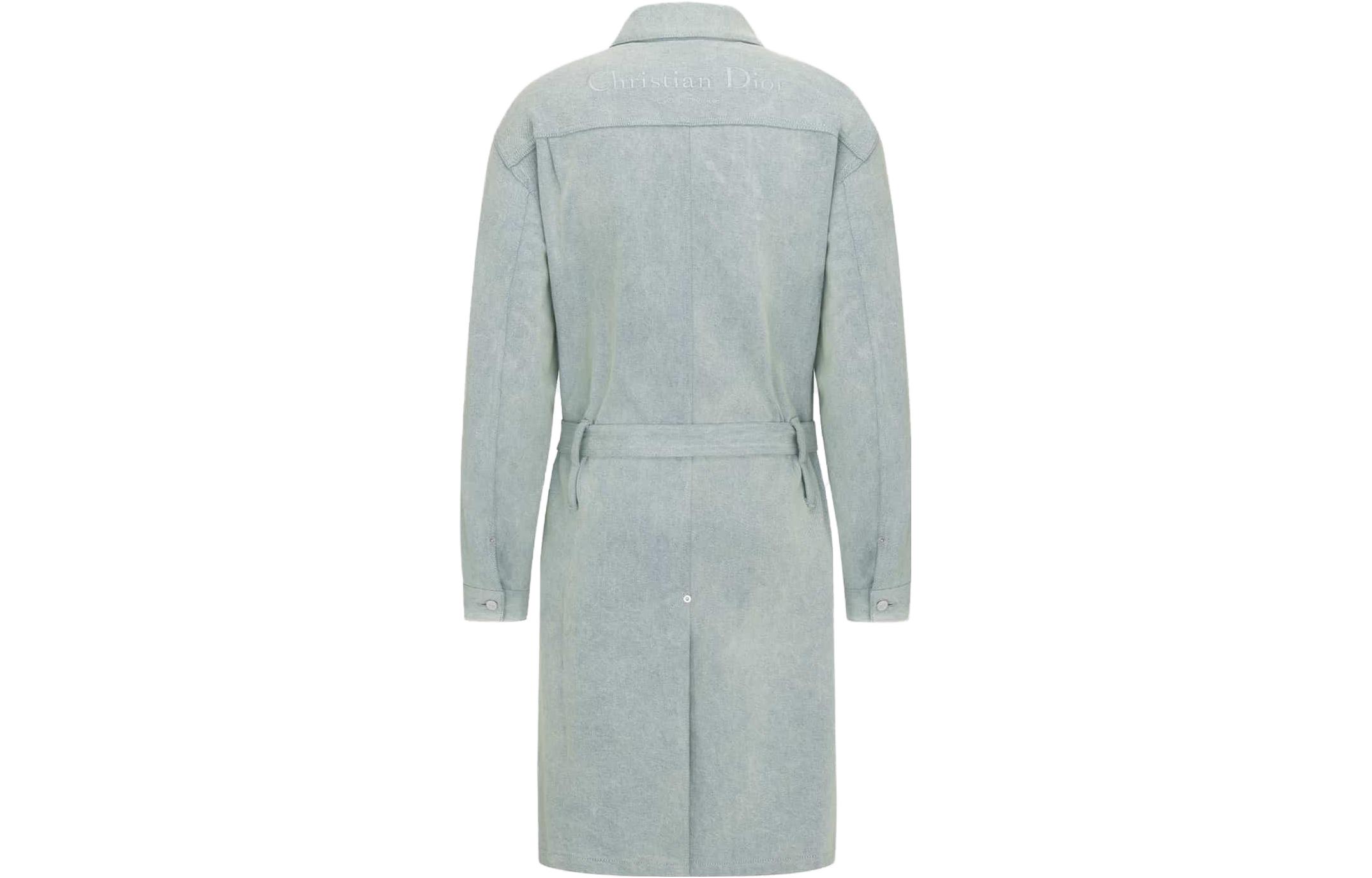 Lookbook DIOR  Light Blue Mid-Length Coat with Logo Print. 343D381AY539-C585