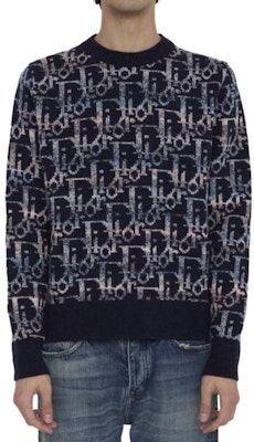 DIOR Navy Blue All-Over Letter Print Crewneck Sweater. 193M638AT344-C574 Shop DIOR Navy Blue All-Over Letter Print Crewneck Sweater. 193M638AT344-C574