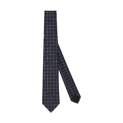 DIOR Navy Blue Checkered Business Casual Tie. 31C1047B0771-C588