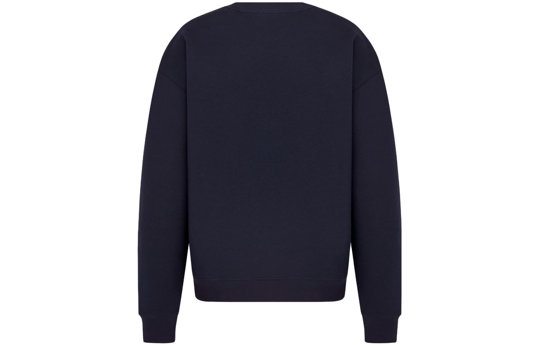 Lookbook DIOR 深藍色圓領衛衣，純色設計，刺繡標誌。 393J674A0531-C588