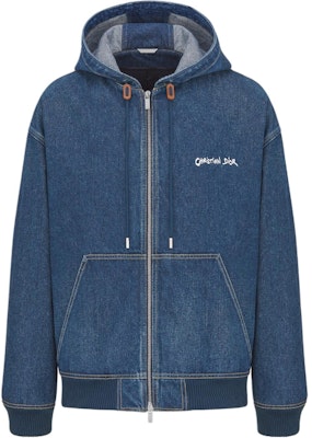 DIOR Navy Blue Solid Letter Print Zip-Up Hoodie Jacket. 443D494A389X-C580 Order DIOR Navy Blue Solid Letter Print Zip-Up Hoodie Jacket. 443D494A389X-C580