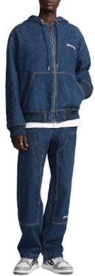 DIOR Navy Blue Solid Letter Print Zip-Up Hoodie Jacket. 443D494A389X-C580 Details for DIOR Navy Blue Solid Letter Print Zip-Up Hoodie Jacket. 443D494A389X-C580