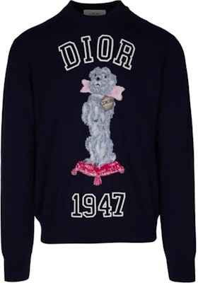 DIOR 海军蓝字母数字与动物图案设计毛衣. 483M645AT460-C580 Buy DIOR 海军蓝字母数字与动物图案设计毛衣. 483M645AT460-C580