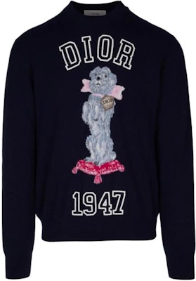 DIOR 海军蓝字母数字与动物图案设计毛衣. 483M645AT460-C580 Order DIOR 海军蓝字母数字与动物图案设计毛衣. 483M645AT460-C580