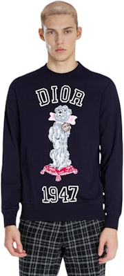 DIOR 海军蓝字母数字与动物图案设计毛衣. 483M645AT460-C580 Shop DIOR 海军蓝字母数字与动物图案设计毛衣. 483M645AT460-C580