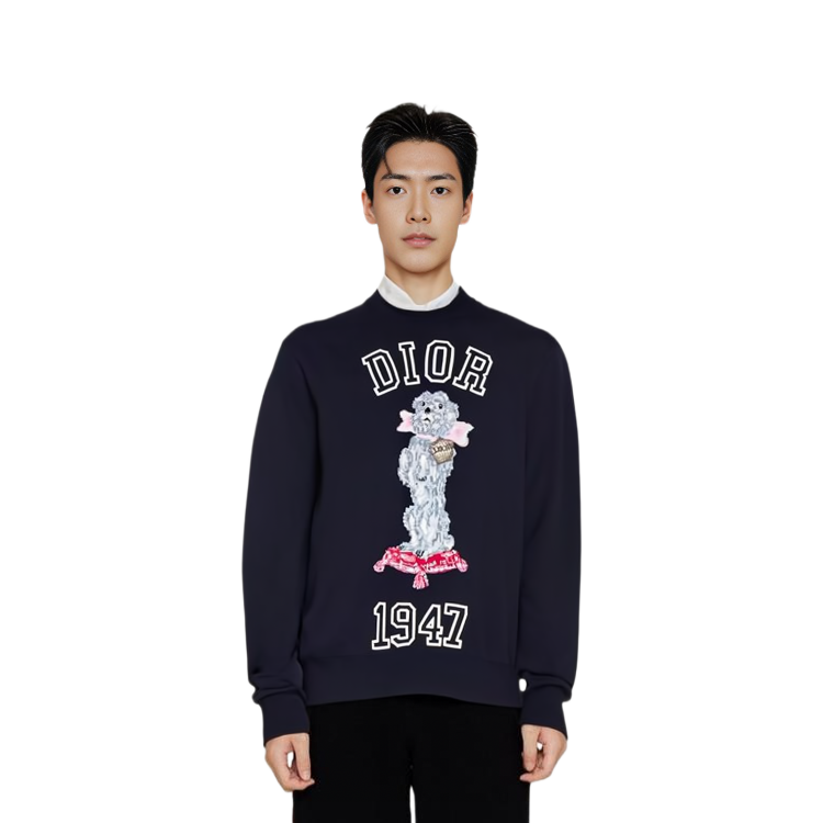 Purchase DIOR 海军蓝字母数字与动物图案设计毛衣. 483M645AT460-C580