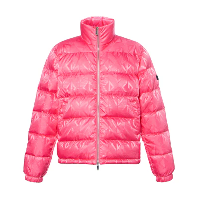 DIOR Pink Quilted Logo Full-Zip Jacket with Stand Collar and Long Sleeves. 943C449C5711-C489