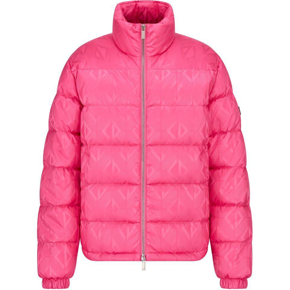 Order DIOR  Pink Quilted Logo Full-Zip Jacket with Stand Collar and Long Sleeves. 943C449C5711-C489