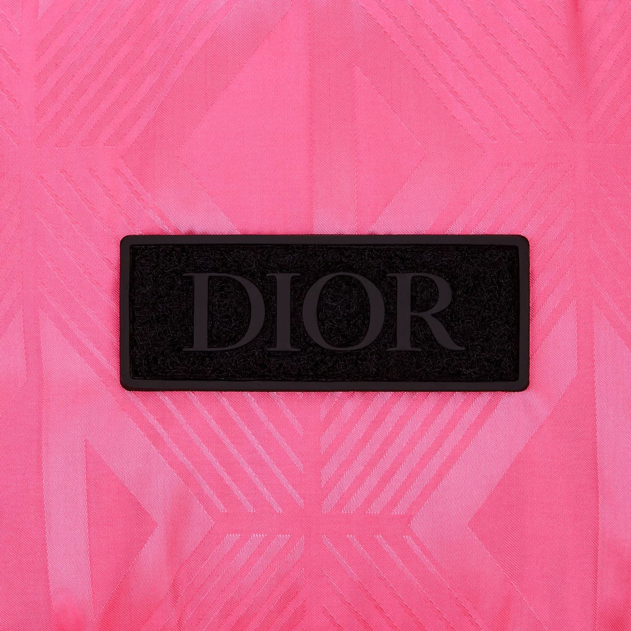 Shop DIOR  Pink Quilted Logo Full-Zip Jacket with Stand Collar and Long Sleeves. 943C449C5711-C489