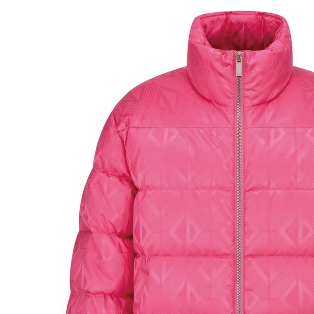 Details for DIOR  Pink Quilted Logo Full-Zip Jacket with Stand Collar and Long Sleeves. 943C449C5711-C489