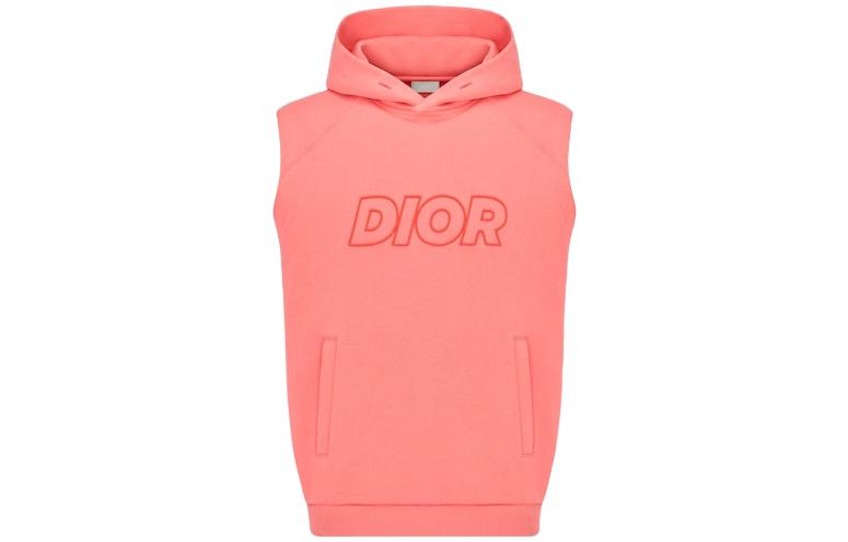 DIOR  Pink Sleeveless Hoodie with Logo Lettering Design. 393J638A0854-C282