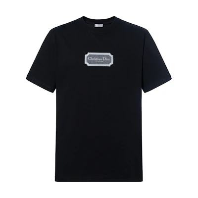 DIOR Plain Crewneck Straight-Cut T-Shirt in Black 343J696C0554-C988