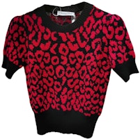 DIOR Red Leopard Print Short Sleeve Knit Top. 144S73AM067-0018 DIOR Red Leopard Print Short Sleeve Knit Top. 144S73AM067-0018