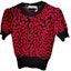 Order 디올 레드 레오파드 프린트 반팔 니트 상의. 144S73AM067-0018