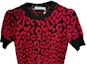 Shop 디올 레드 레오파드 프린트 반팔 니트 상의. 144S73AM067-0018