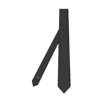 DIOR Silk Tie with CD Diamond Pattern - Black. 39C1047B0863-C889