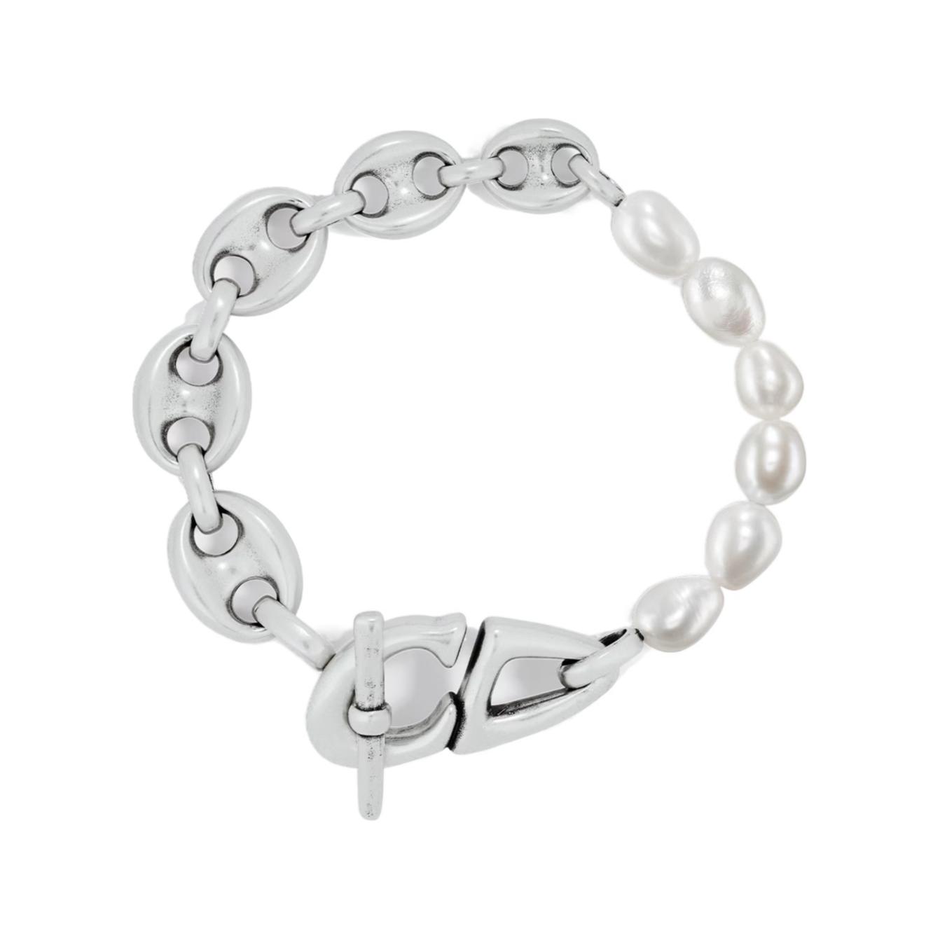 DIOR  Silver Brass Bracelet with Spliced Design. B2280HOMGMD906