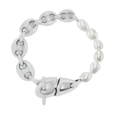 DIOR Silver Brass Bracelet with Spliced Design. B2280HOMGMD906