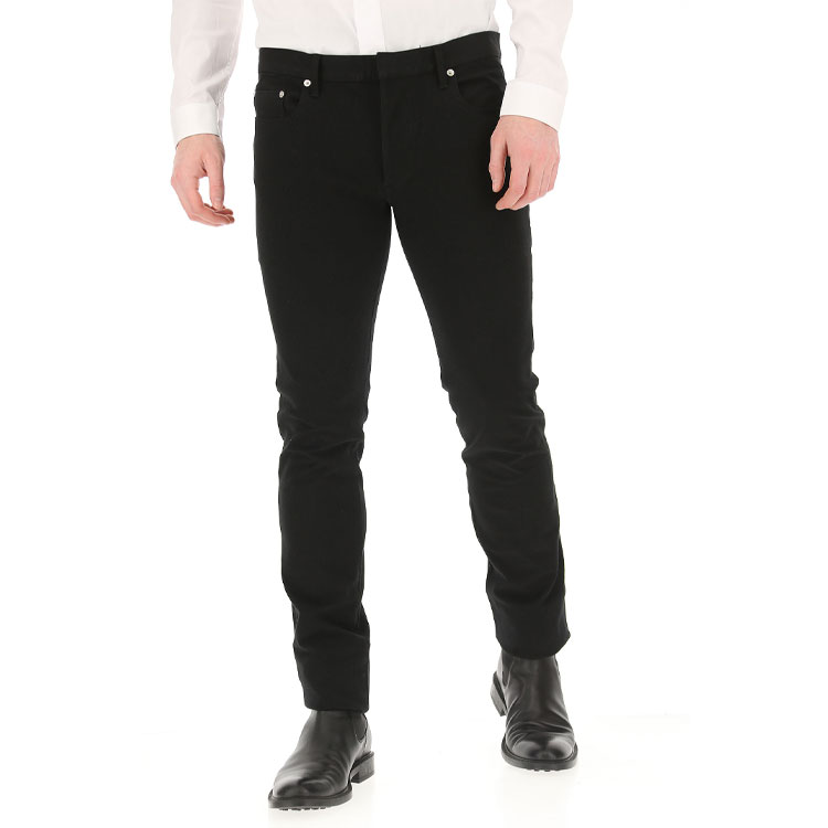 Shop DIOR Jeans Slim-Fit Hitam dengan Butang Kancing. 003D006A0917-9001