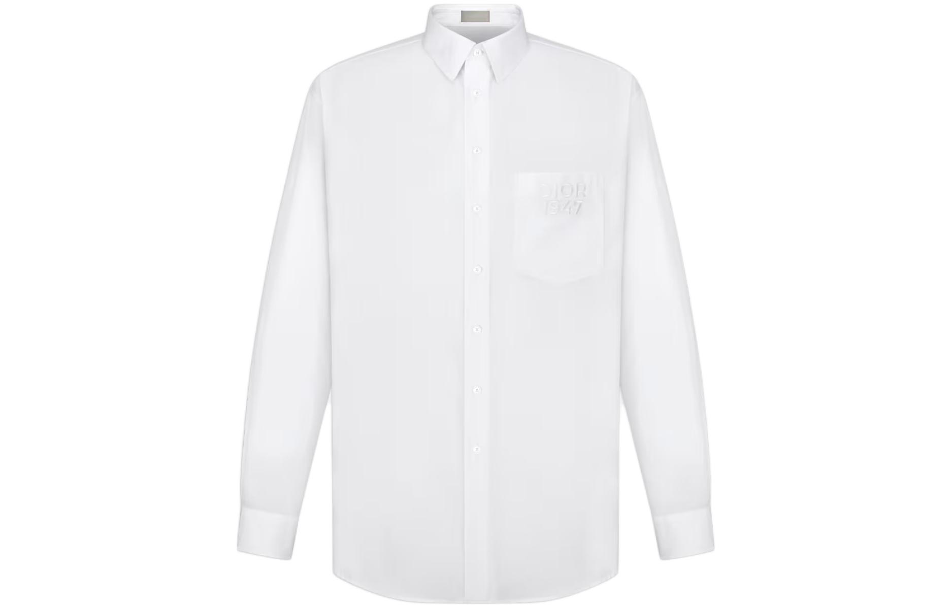 Order DIOR Camisa Blanca Slim Fit de Manga Larga con Color Sólido y Cuello Abotonado. 413C516B1581-C080
