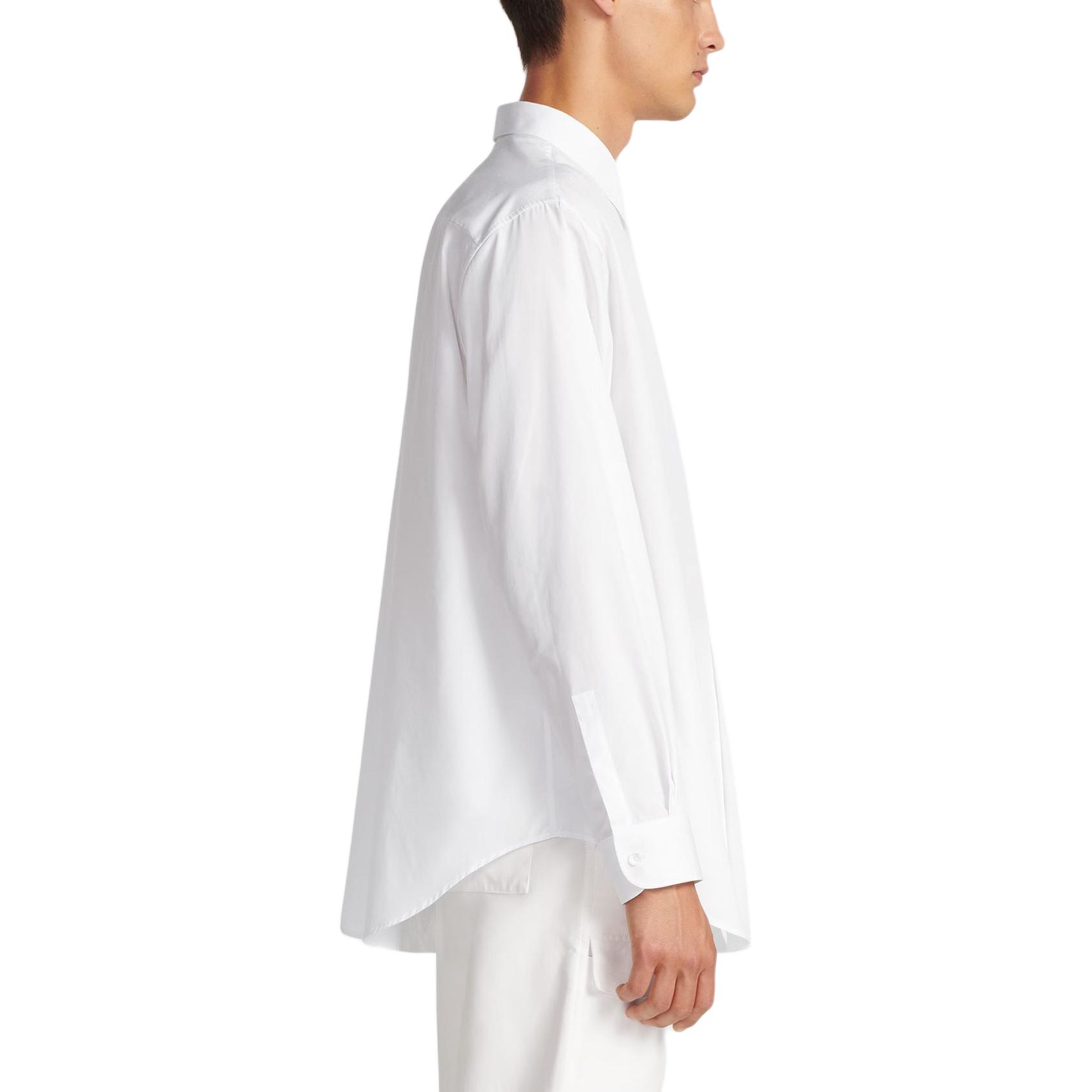 Details for DIOR Camisa Blanca Slim Fit de Manga Larga con Color Sólido y Cuello Abotonado. 413C516B1581-C080