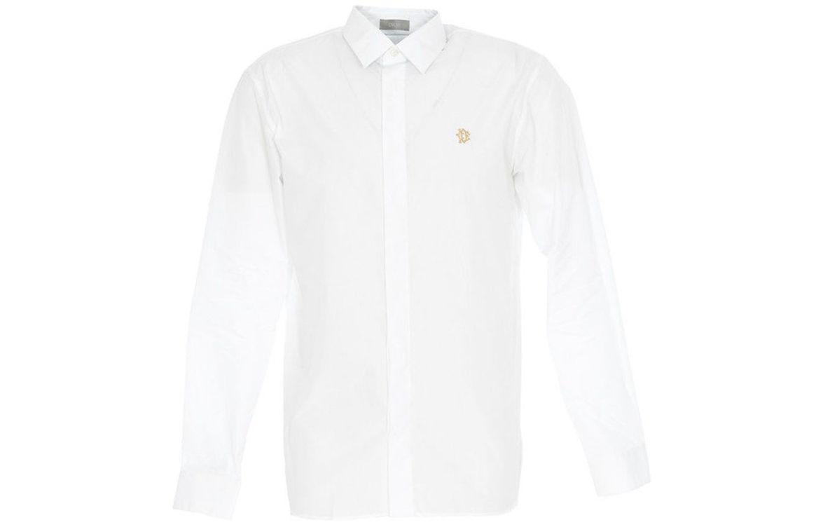 Order 디올 솔리드 컬러 로고 스퀘어 넥 긴팔 셔츠. 923C518W8444-081