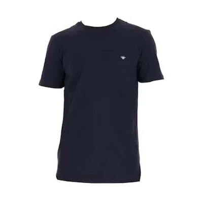 DIOR Solid Color Navy Blue Crewneck Short Sleeve Casual T-Shirt. 733J603B053-3580