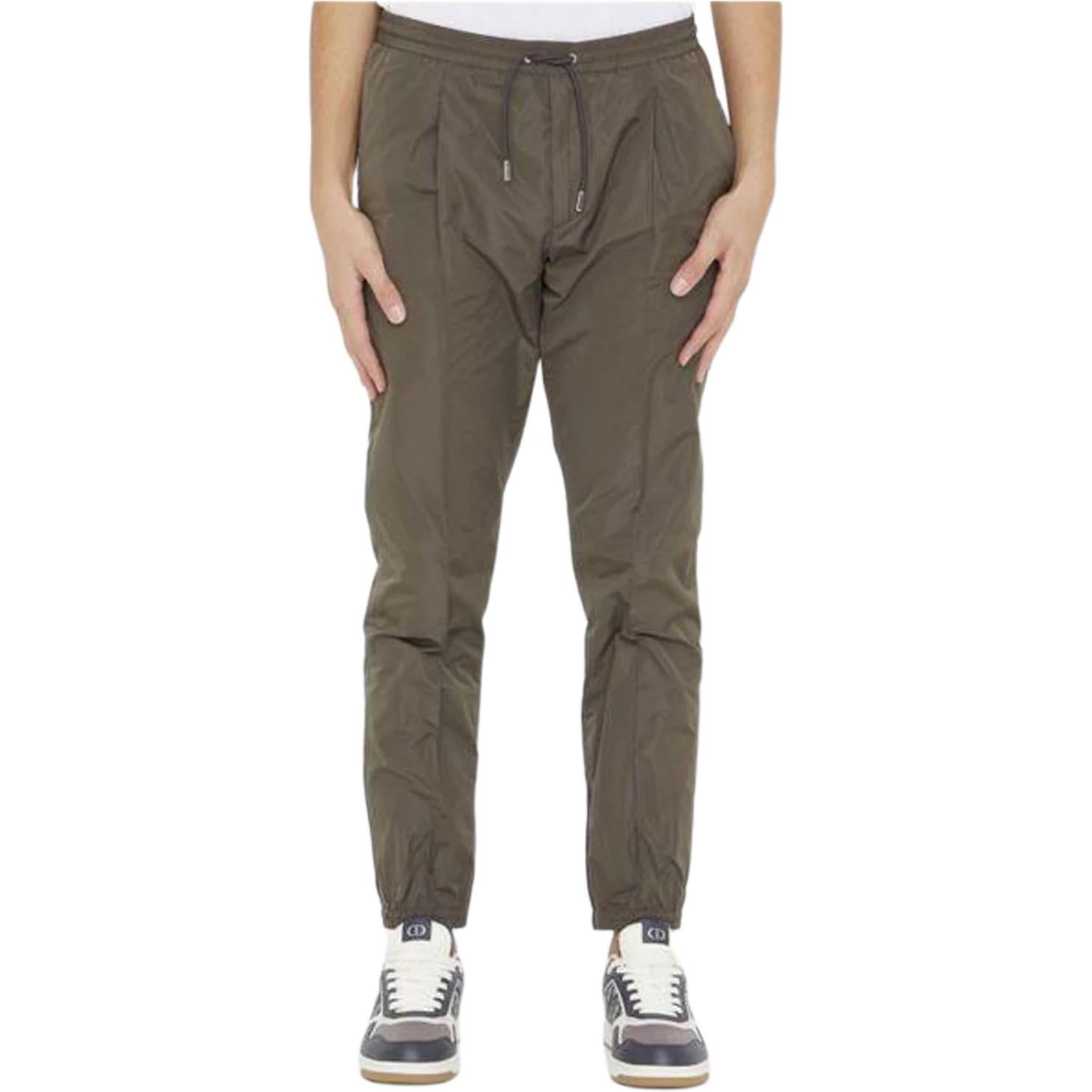DIOR  Solid Color Slim Fit Drawstring Casual Pants Brown 733C138E5943-C730