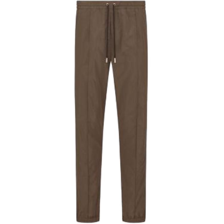 Order DIOR Seluar Kasual Coklat Slim Fit Ikatan Serut Warna Solid 733C138E5943-C730