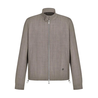 DIOR Solid Color Zip-Up Jacket in Taupe Gray 113C440A5727-C880