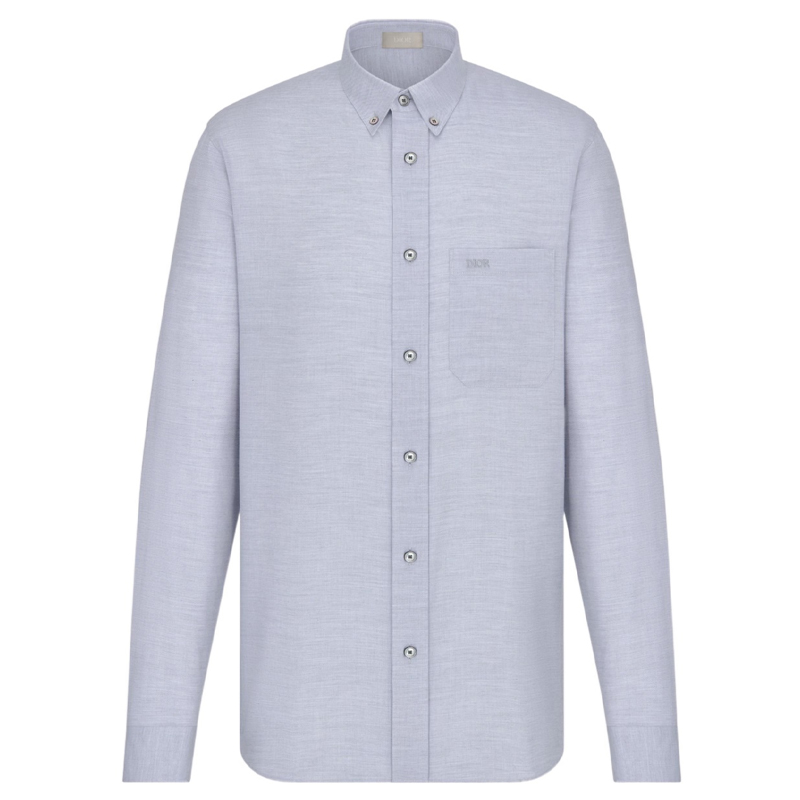 DIOR  Solid Single-Breasted Long-Sleeve Collared Shirt Grey 013C530A6028-C830