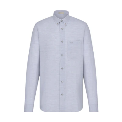 DIOR Solid Single-Breasted Long-Sleeve Collared Shirt Grey 013C530A6028-C830
