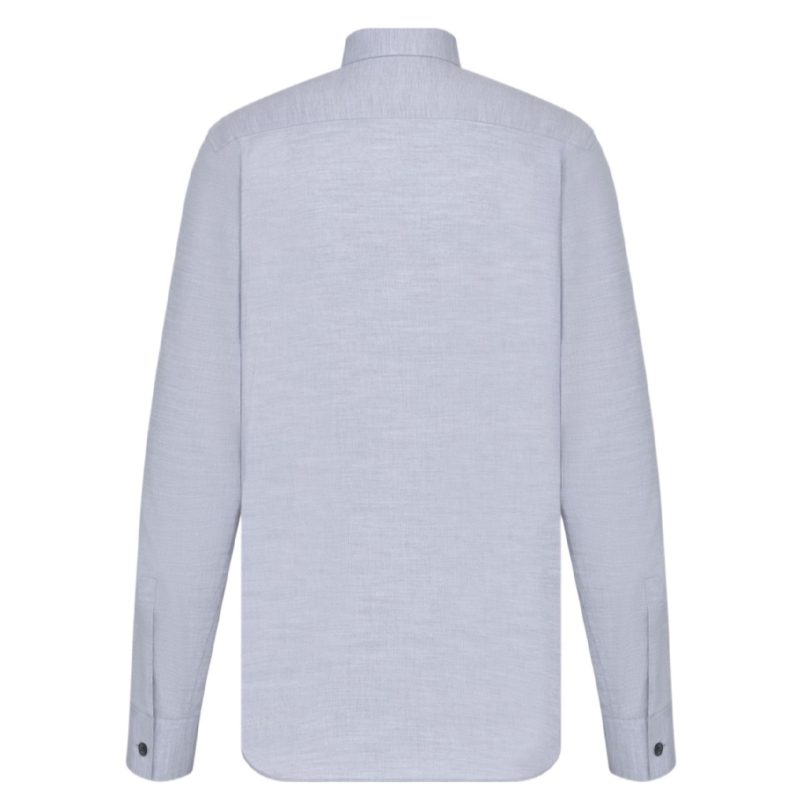 DIOR  Solid Single-Breasted Long-Sleeve Collared Shirt Grey 013C530A6028-C830 圖 3