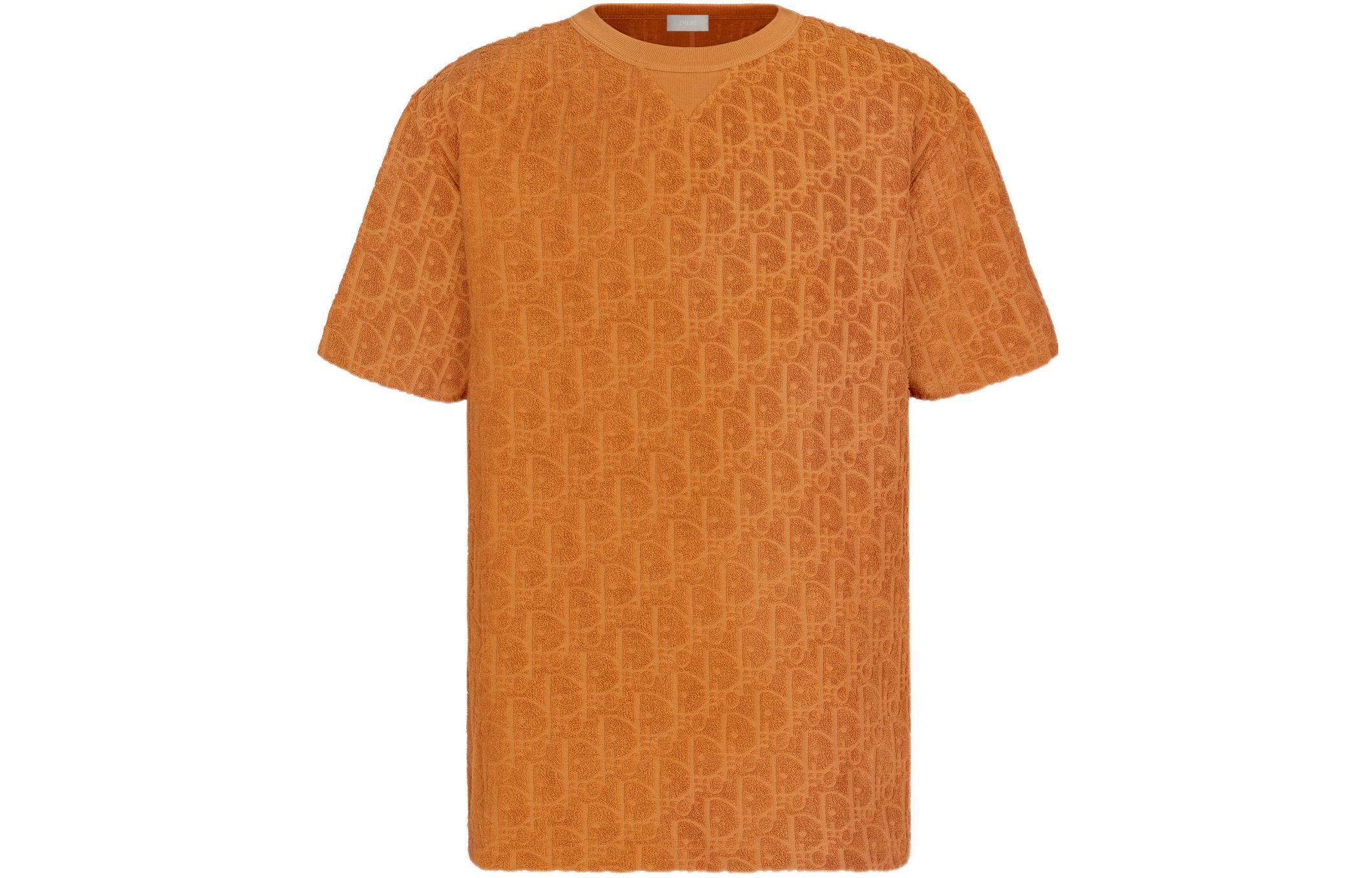 DIOR  SS22 Logo Graphic Crewneck Cotton T-Shirt Orange 113J692A0614-C141