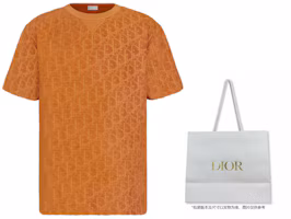 Shop DIOR SS22 標誌圖案圓領棉T恤 橙色 113J692A0614-C141